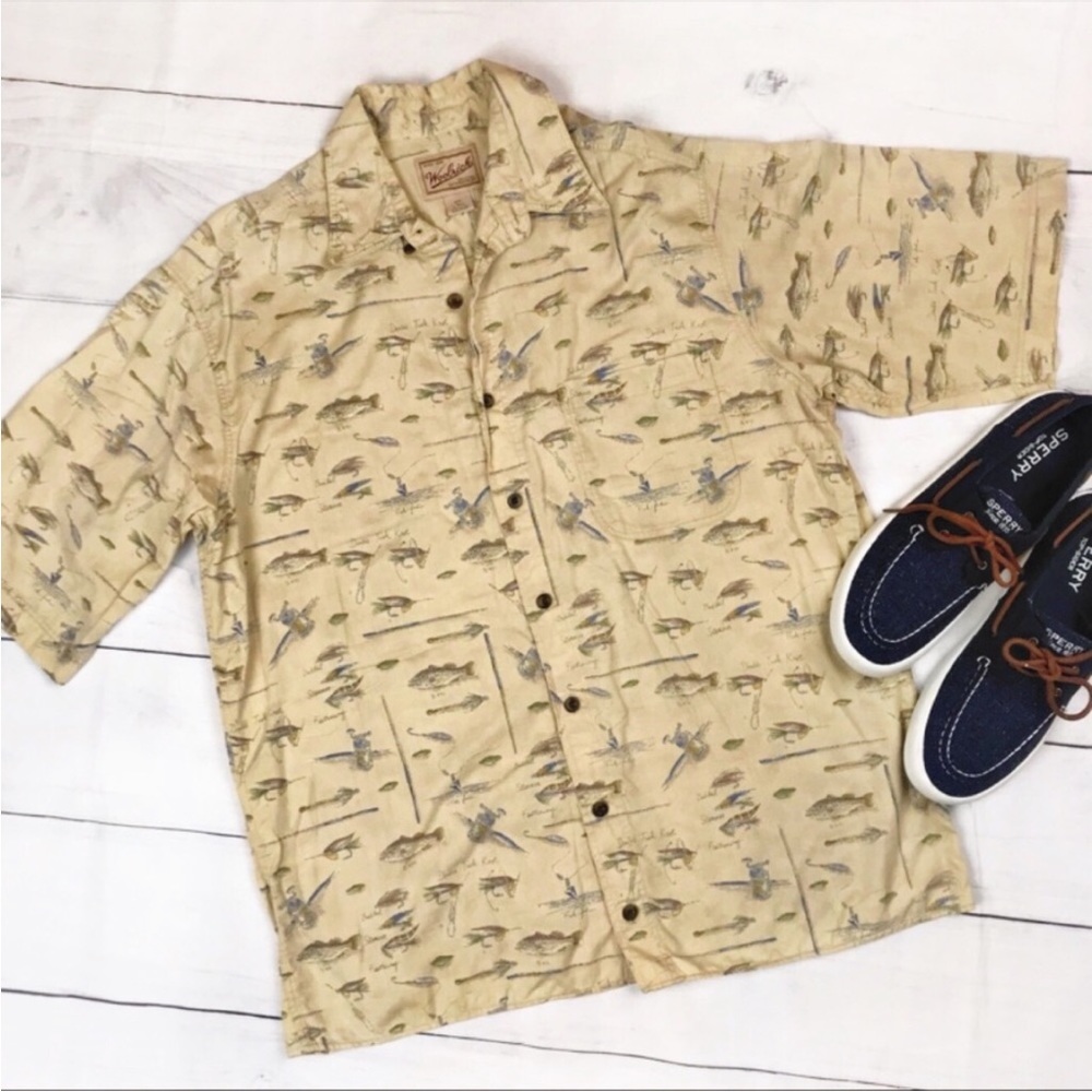Vintage Woolrich Men’s Fisherman Fishing Button Down Shirt Large Tall Button Up